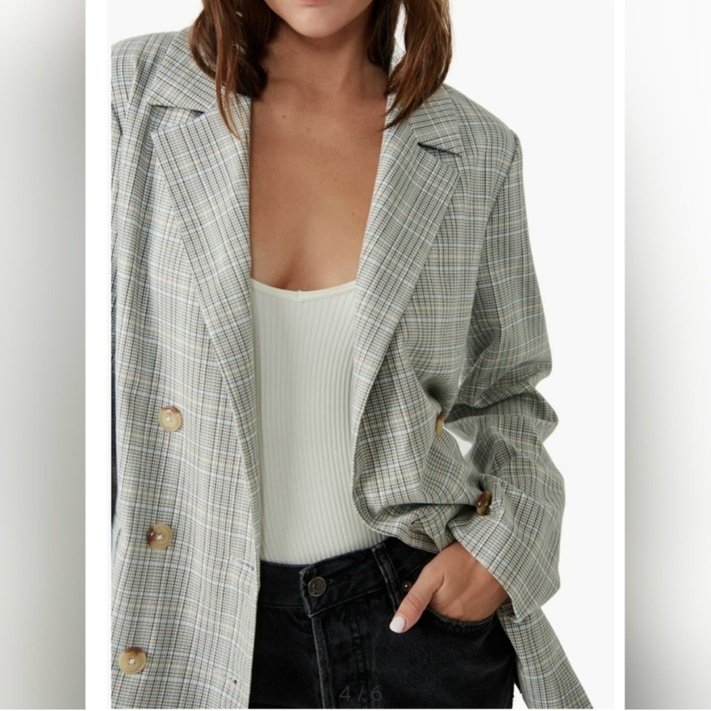 Free People Olivia Plaid Blazer
